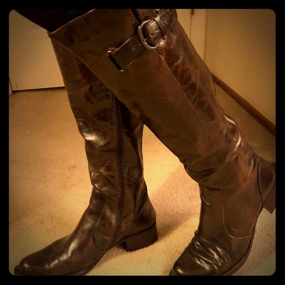 BORN Crown knee high distressed leather boots